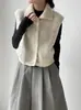 Chaleco de Punto Suave de Lana Waxy con Cuello Alto Simple Elegante Versátil para Mujer Otoño Nuevo Chaleco Perezoso de Capas Ss866