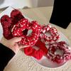 Año Nuevo estilo elegante a cuadros rojos fragante anillo para el pelo de lana gruesa de seda dorada otoño e invierno todo-partido nicho alta calidad anillo de intestino grueso grande