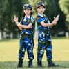 Traje de Camuflaje para Niños Uniforme de Entrenamiento Militar Campamento de Verano de Escuela Primaria y Secundaria Cinturón Niños y Niñas Ropa de Otoño Ropa Azul para Actuación