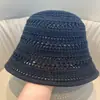 Sombrero de Pescador Cubo Estilo Nuevo de Verano, Sombrero de Paja Tejido a Mano Hueco, Sombrero Grande con Protección Solar, Sombrero de la Serie Sombrilla de Playa