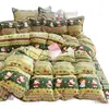 Funda de Cama Acolchada de Leche Polar Gruesa Invierno Grado Materno e Infantil Juego de Cuatro Piezas Doble Cara con Polar Añadido Sábana Cálida Funda de Edredón