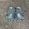 Shorts de Mezclilla Lavados y Rotos Vintage para Hombre, Estilo Trendy Americano de Calle Alta con Pedrería, Diseño de Nicho, Shorts Rectos de Cinco Puntos