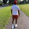 Shorts de Verão Novo Estilo Americano para Homens, Design Fino, Nicho Solto Casual Estampado Calça de Cinco Pontos