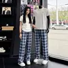 Pantalones de cuadros azules Cleanfit para hombre y mujer, pantalones casuales de verano finos estilo americano, corte slim, pierna recta con ligero acampanado