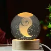 Venta al por mayor transfronteriza Bola de Cristal de Dibujos Animados Luminosa Grabada en 3D Luz de Noche Decoración de Escritorio Regalo Creativo Regalo de Cumpleaños para Mujeres