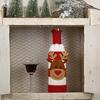 Zicheng New Decorative Supplies Juego de botellas de vino de punto a rayas Juego de vino de punto de Papá Noel Juego de botellas de vino y champán