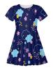 Vestido de Verano Europeo y Americano Transfronterizo de Estrellas de Nubes con Estampado Completo Hogar Cálido Impresión Digital 3D Niñas Cuello Redondo Manga Corta
