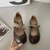 Zapatos de Cuero de Alta Gama Estilo Japonés para Mujer 2025 Nuevos Populares Marrones Puntera Redonda con Cordones Planos Zapatos JK Mary Jane