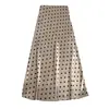 Falda Midi de Acetato Satinado con Punto de Ola Falda Estilo Verano para Mujer Elegante Envolvente Cadera Sumergida Cintura Alta