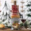 Haobei Decorações de Natal Capa para Garrafa de Vinho Linho Xadrez Decoração para Garrafa de Vinho Saco para Garrafa de Vinho Tinto/Champagne Decoração de Natal