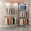Prateleira de Exposição de Roupas de Chão com Três Níveis Ajustáveis Economizadora de Espaço Quarto Guarda-Roupa Varal