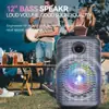 Zqs12156S Subwoofer de 12 pulgadas Altavoz Portátil Bluetooth/TF/Reproducción desde USB Función de Karaoke Luz RGB