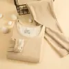 Conjunto de ropa interior térmica de lana y seda, forrado de felpa, engrosado, cómodo, sin costuras, ajuste ceñido superior e inferior para otoño, disponible para dropshipping