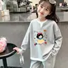 Camiseta Longa Nova de Menina para Primavera e Outono Infantil Waffle Falso Duas Peças Estilosa Bebê Casual Versátil Gola Redonda