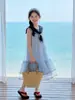 Vestido para Meninas 2026 Novo Verão Estilo Princesa de Alta Qualidade Estilo Escolar para Menininhas Saia de Gaze Vestido de Verão para Crianças