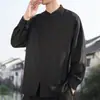 Nuevos tops de algodón y lino para primavera y otoño, atuendo retro estilo chino Zen para té, camisa base Hanfu modificada con cuello mao para hombre