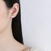 Aretes de botón de ópalo de conejo lindo de plata esterlina 925 para mujer, estilo coreano simple para combinar con todo, aretes para el cartílago de la oreja, joyería para la oreja con temperamento de personalidad