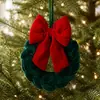Guirlanda de Natal de Veludo Transfronteiriça Enfeite para Porta da Frente Laço Trançado DIY Decoração de Natal Ornamento Pendurado