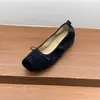 Zapatos retro de gamuza con punta cuadrada para aumentar la altura, nuevos planos de ballet versátiles para otoño, con lazo
