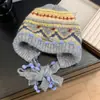Gorro de Punto Fair Isle Bloque de Color para Mujer Otoño Invierno Versátil Circunferencia de Cabeza Grande Muestra Cara Pequeña Protección para Orejas Calidez Gorro de Tejer