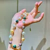 Otoño e Invierno Maillard Moca Dorado Marrón Color Mixto Conjunto de Collar de Perlas Shijia Cadena para Clavícula Pulsera
