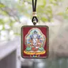 Tíbet Pintado a Mano Cinabrio Dorado Pintado Marco de Bronce Arena Mineral Ocho Guardianes Zodiaco Thangka Colgante Portátil de Buda