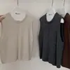 Elegante chaleco de punto trenzado de puntada media minimalista para mujer, otoño e invierno, cuello redondo, versátil para capas, chaleco suéter de lana pullover