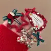 Presilha de Cabelo de Pelúcia Estrela Vermelha de Ano Novo, Presilha BB para Franja em Laço, Presilha Lateral de Cabelo, Acessório de Cabelo para Cabeça de Natal
