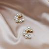 B114 Pendientes Metálicos Doble C con Perlas Transfronterizos Europeos y Americanos, Pendientes Elegantes y de Moda Estilo Chanel de Calidad, Joyería al por Mayor