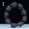 Pulsera de tallado de madera de fresno y ébano de cuero 18 cuentas de Luo pulsera de personalidad manualidades de madera para jugar al ajedrez al por mayor