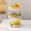 Mesa de centro de sala de estar bandeja de frutas estante de almacenamiento de bocadillos estante de arte de hierro para mesa de comedor del hogar cesta de frutas creativa de múltiples capas