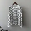 Camiseta de manga larga con cuello redondo multicolor estilo coreano Beishan Tongshu para mujer, top fino de otoño, ajuste holgado, capa base P2506