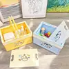 Linda cesta de almacenamiento plegable de colores de caramelo con tapa, organizador grande de escritorio para cosméticos, caja de almacenamiento de juguetes para niños