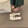 Sandálias de Salto Bloco com Bolinhas Estilo Coreano e Biqueira Aberta 2026 Primavera/Verão Femininas com Laço Slip-On Sandálias Preguiçosas para Exterior