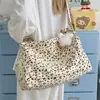 Bolso de Hombro de Terciopelo Estilo Coreano, Bolso Tote Moderno y Versátil, Nuevo Modelo 2025, Bolso de Lona con Estampado de Leopardo de Gran Capacidad para Viajes Diarios