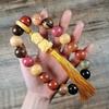 Pulsera de Múltiples Cuentas Hecha de Madera con Buey Tallado, Simbolizando Darle la Vuelta a las Cosas, Doce Signos del Zodiaco, Cuentas de Palo de Rosa para Hombres y Mujeres, Pulsera, Colgante para Coche