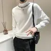 Suéter de Punto de Moda con Cuello Alto Parcial para Hombre, Nuevo Otoño/Invierno Casual Simple Versátil Camisa Base Cálida