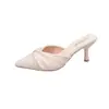 Zapatos de tacón de aguja de punta fina para mujer al por mayor transfronterizos de comercio exterior, mules de verano elegantes con lazo, sandalias de tacón alto estilosas