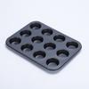 Molde para tarta de huevo de 12 tazas continuas antiadherente con revestimiento de teflón, molde redondo para tarta de huevo, molde de fondo plano, molde para tarta de huevo
