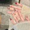 [Danza del León Rojo de Taiwu] Ropa de Año Nuevo Lindo Dibujo Animado Guofeng Arte de Uñas Uñas Postizas Blancas Acabadas a Mano