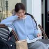 Chaqueta Suéter Suave y Cera con Doble Cremallera para Otoño e Invierno para Mujer 2025 Nuevo Estilo Coreano Holgada Ropa Exterior Cardigan de Punto con Cuello Redondo
