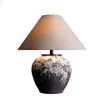 Luminária de mesa estilo wabi-sabi, cerâmica vintage, para sala de estar, quarto, decoração de casa de temporada, luminária de cabeceira criativa estilo chinês novo, luminária de mesa estilo japonês