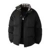 Patrón Tartán Tapeta Hombres Otoño e Invierno Estilo Hong Kong Engrosada Cálida Chaqueta de Algodón Holgada Tallas Grandes Tallas Extra Chaqueta de Algodón Chaqueta de Invierno