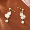 Novos Brincos Festivos de Cabacinha Fu Lu Estilo Chinês com um Toque de Moda de Alto Padrão, Nova Tendência Nacional Joias Elegantes de Agulha de Prata Estilo Chinês