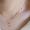 2025 Nuevo Collar con Borla de Estrella de Cuatro Puntas Moda Lujo Ligero Nicho Simple Sensación de Alta Gama con Cadena para Clavícula de Vestido