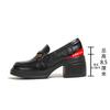 Mocasines Mujer 2025 Primavera Nuevo Combinan con Todo Slip-on Tacón Grueso Aumentan Altura Zapatos Pequeños de Cuero Hebilla Zapatos Camelia Mujer