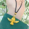 Tienda de oro con antiguo colgante de ángel de branquias de diamante arenoso dorado cadena de clavícula vintage versátil de moda para mujer