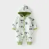 Ropa exterior con capucha acolchada de algodón para bebé, mameluco de forro polar compuesto para bebés, traje de gateo de otoño e invierno, mameluco cortavientos para niños