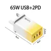 Carregador de Celular Rápido Colorido Gradiente de Nitreto de Gálio 65W Vários Portos Cabeça de Carregamento Universal Multi-Porta Padrão Europeu, Americano e Britânico