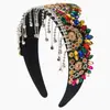 Banda para el cabello de corona Gorgeous Estilo de Corte Retro Europeo y Americano Borla Brillante de Pedrería Accesorios para el Cabello de Alta Calidad Diadema
